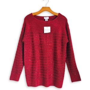 Sequined Red Tunic Sweater